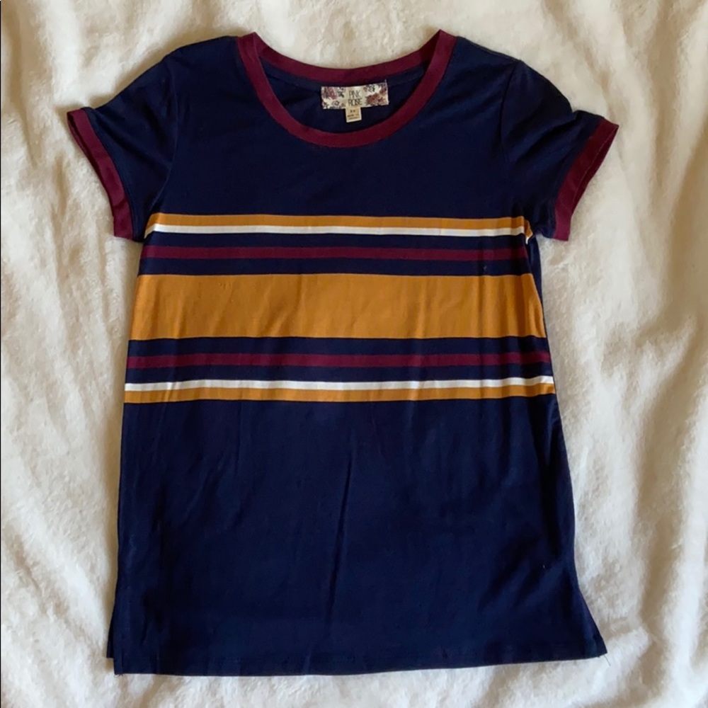 Striped pink rose shirt t shirt